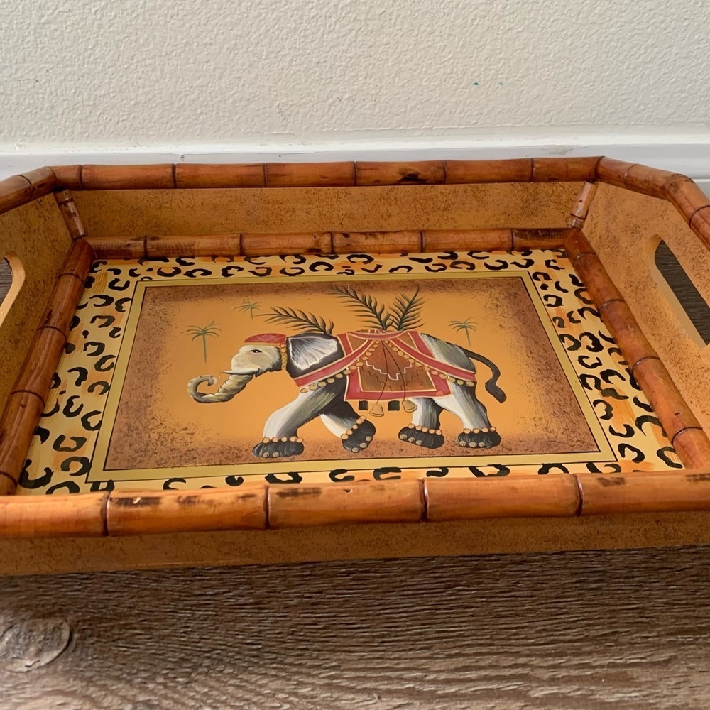 Elephant Design Bamboo Tray - Picture 11 of 12